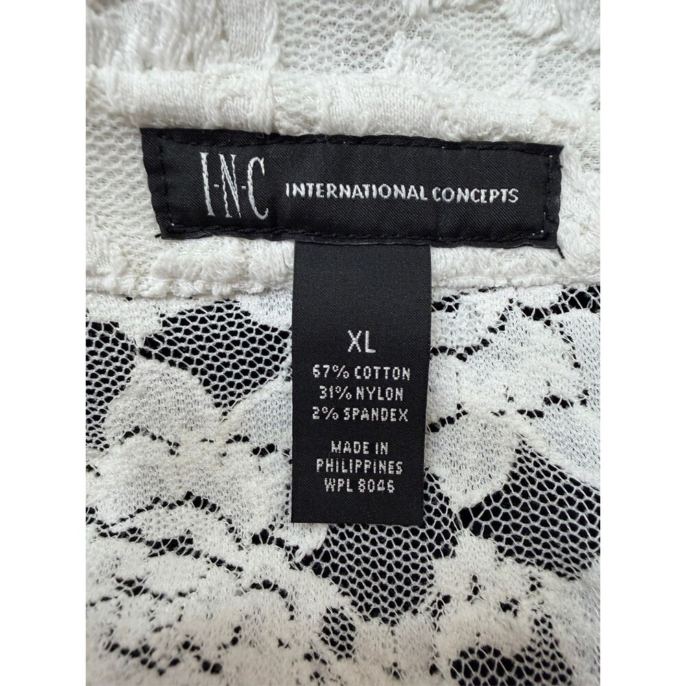 INC International Concepts White Lace Blazer Jacket Shawl Collar Open Front - Picture 4 of 6